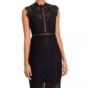 Bardot Black Lace Panel Midi Dress